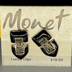 Monet Luxury Clip Dangle Earrings, Signed